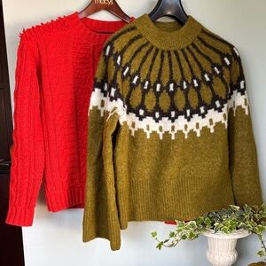 Banana Republic Red and Olive Sweater Duo $30 each or $50 for both
